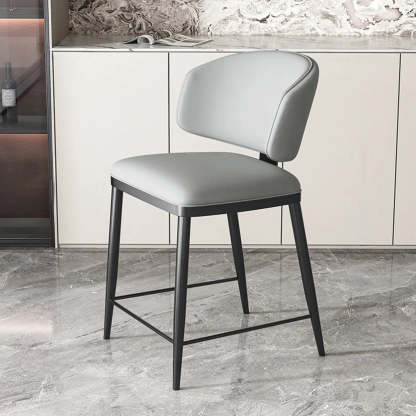 Padded Armless Low Back Dining Chair — Orange / Dark Gray