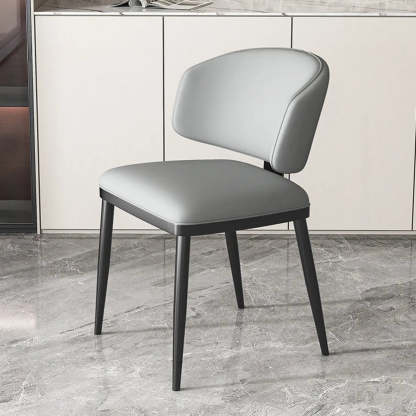 Padded Armless Low Back Dining Chair — Dark Gray / Black