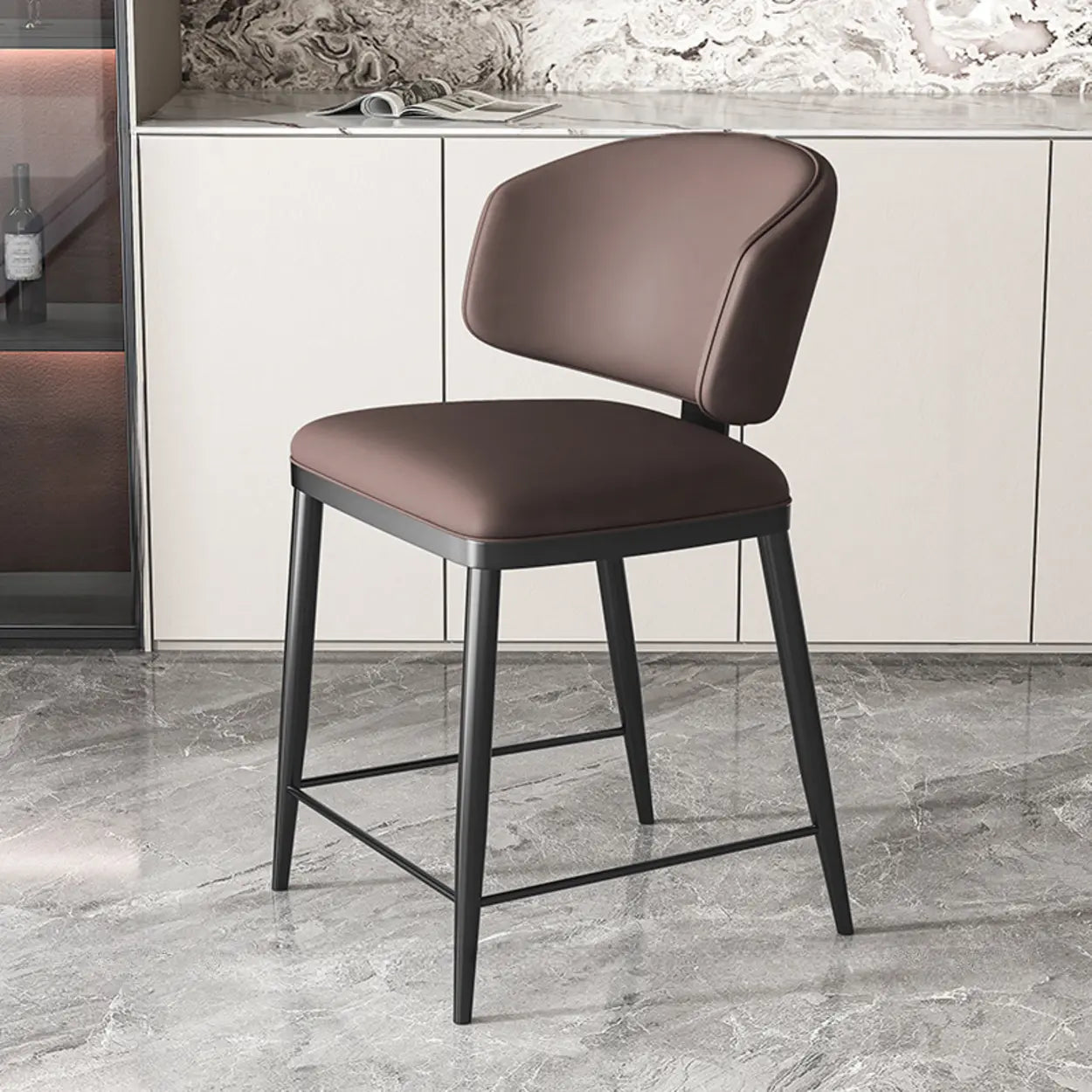 Padded Armless Low Back Dining Chair — Dark Gray / Dark Gray