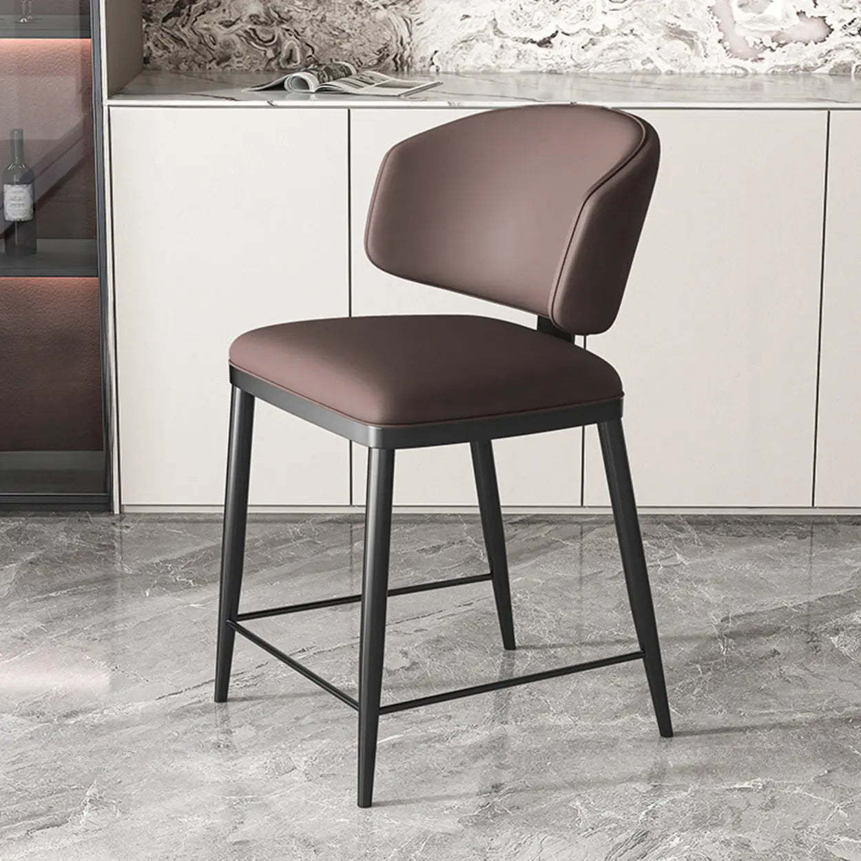 Padded Armless Low Back Dining Chair — Dark Gray / Dark Gray