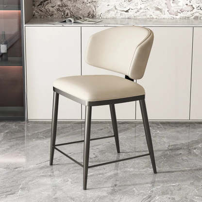Padded Armless Low Back Dining Chair — Light Gray / Black
