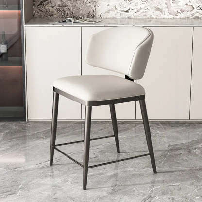 Padded Armless Low Back Dining Chair — Light Gray / Dark Gray