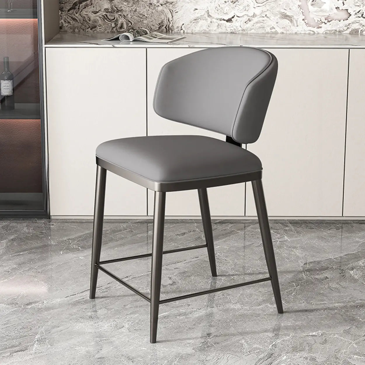Padded Armless Low Back Dining Chair — Black / Black