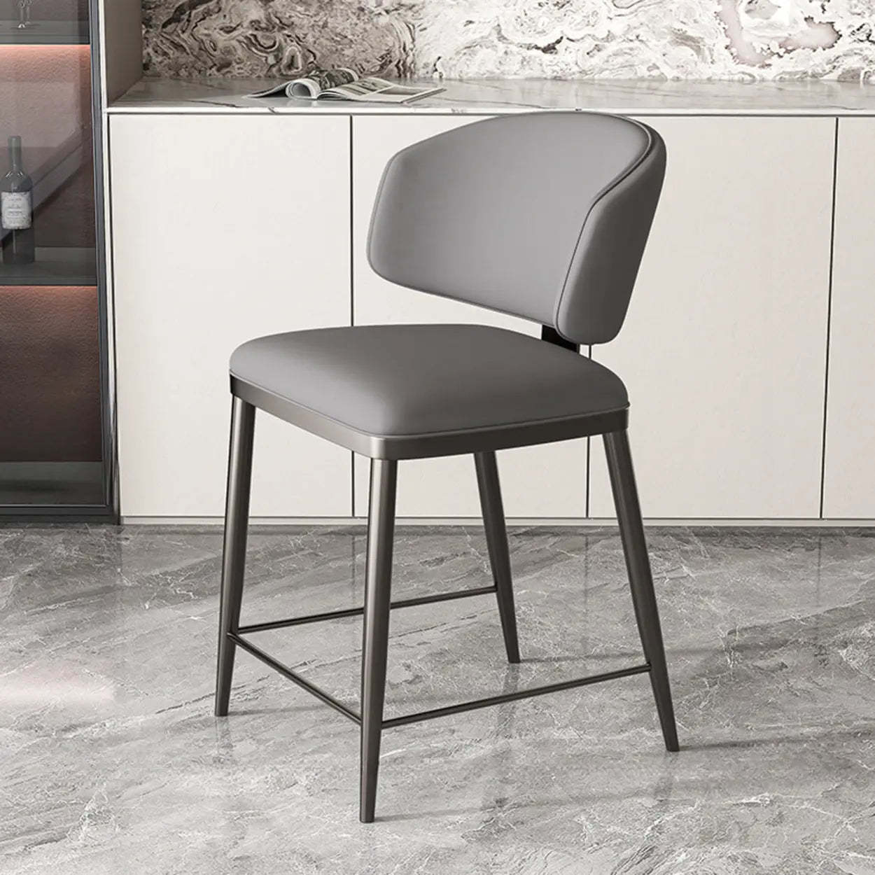 Padded Armless Low Back Dining Chair — Black / Black