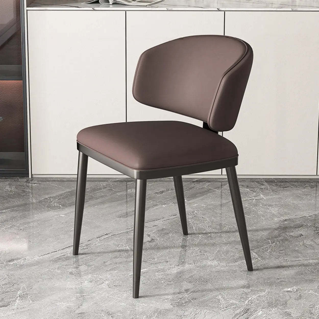 Padded Armless Low Back Dining Chair — Black / Dark Gray