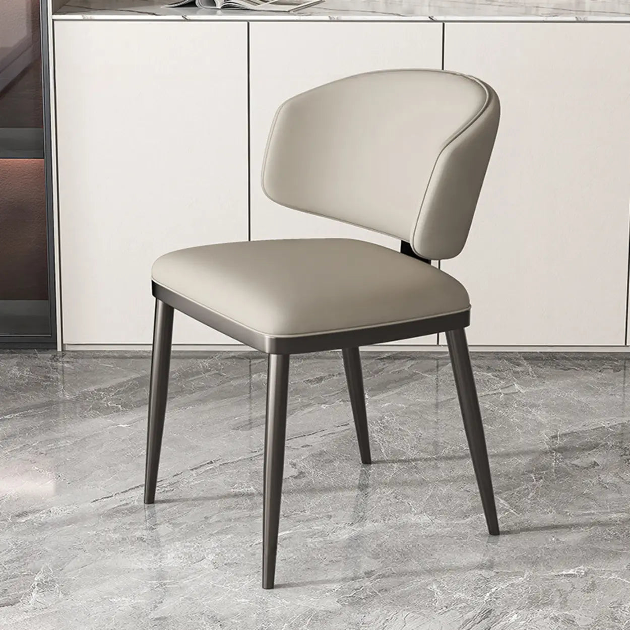 Padded Armless Low Back Dining Chair — Black / Dark Gray