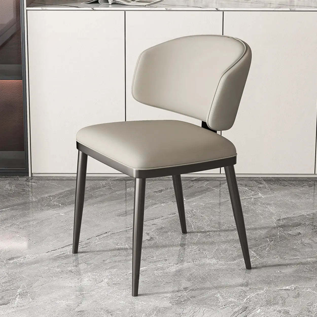 Padded Armless Low Back Dining Chair — Black / Dark Gray