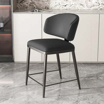Padded Armless Low Back Dining Chair — Beige / Dark Gray