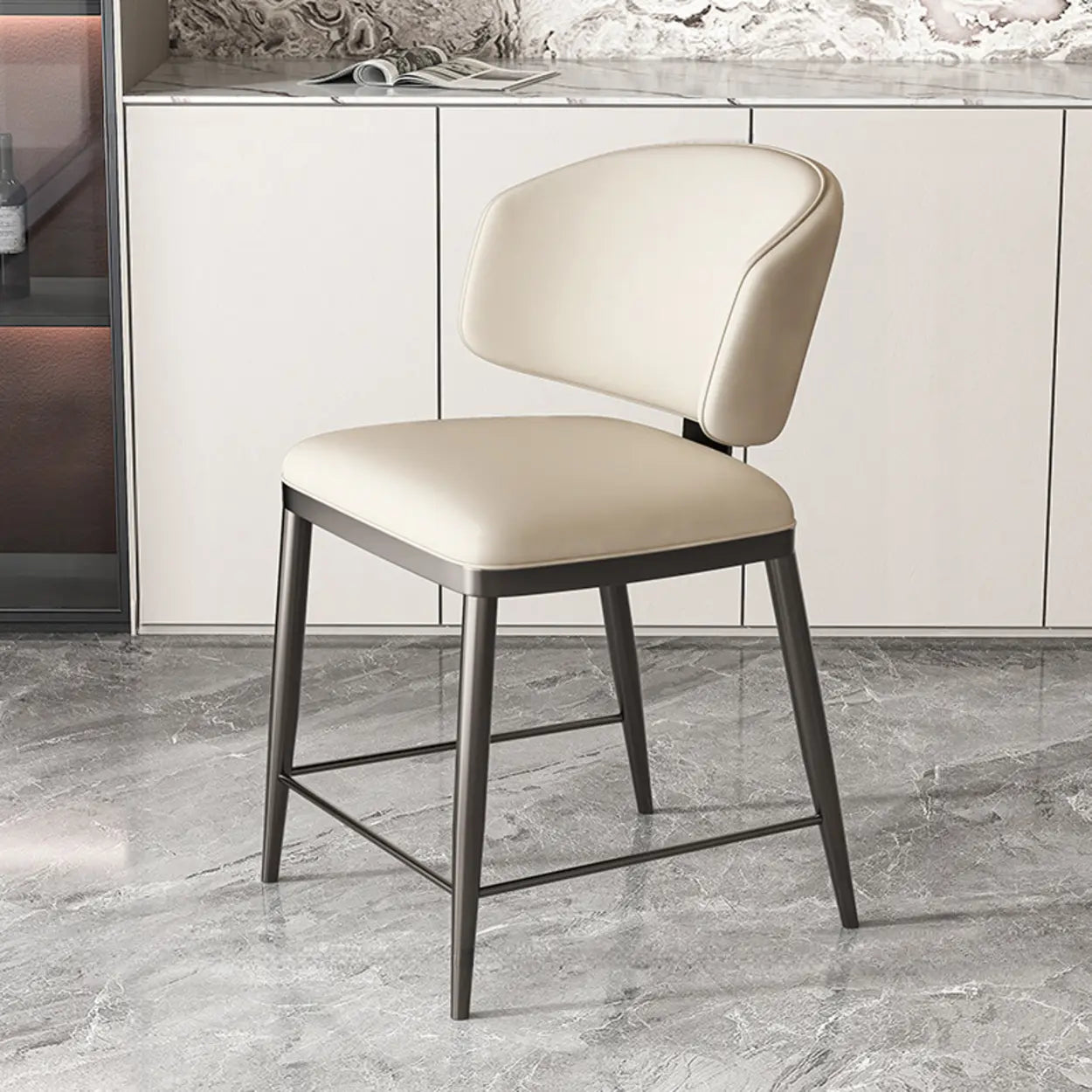 Padded Armless Low Back Dining Chair — Coffee / Black