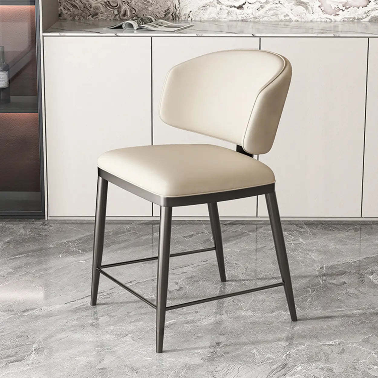 Padded Armless Low Back Dining Chair — Coffee / Black