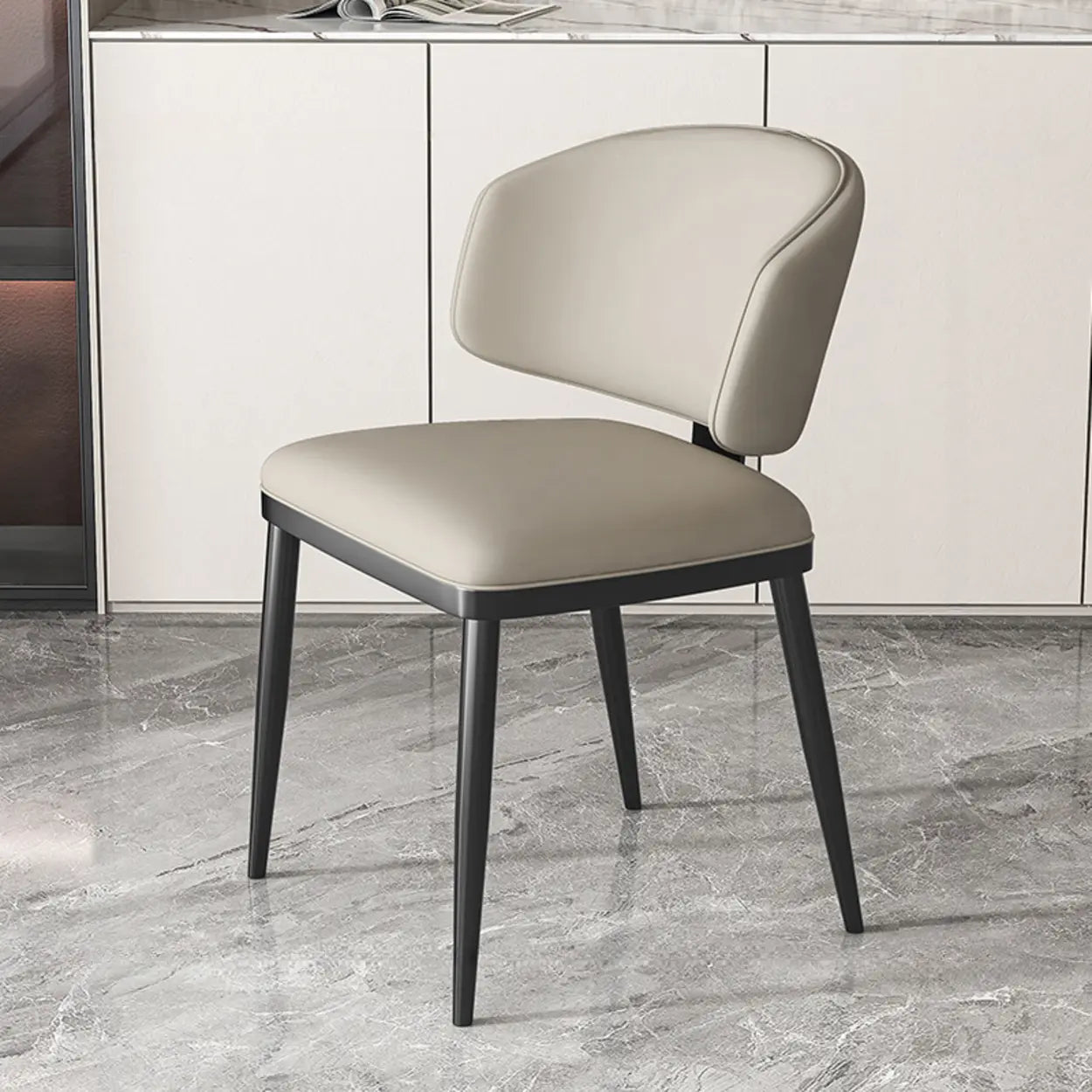 Padded Armless Low Back Dining Chair — Coffee / Dark Gray