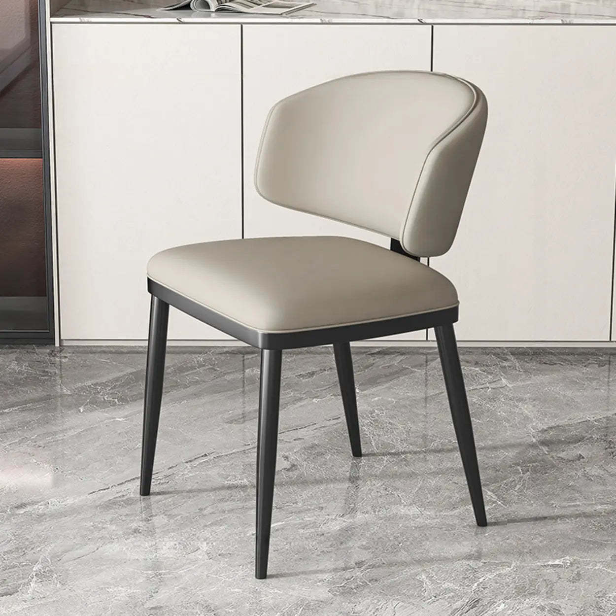 Padded Armless Low Back Dining Chair — Coffee / Dark Gray