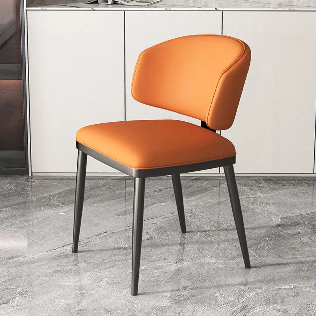 Padded Armless Low Back Dining Chair — Khaki / Black