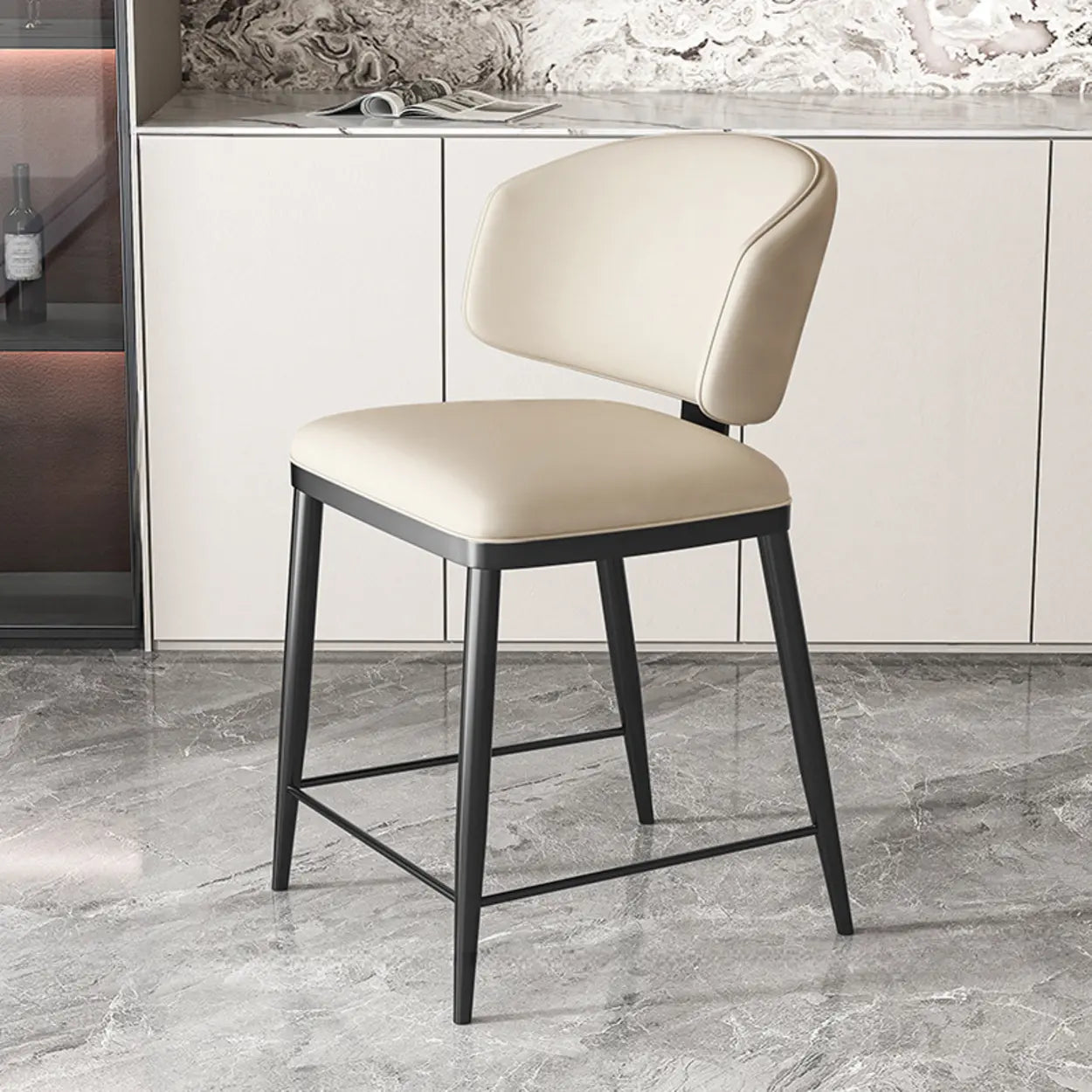 Padded Armless Low Back Dining Chair — Orange / Dark Gray