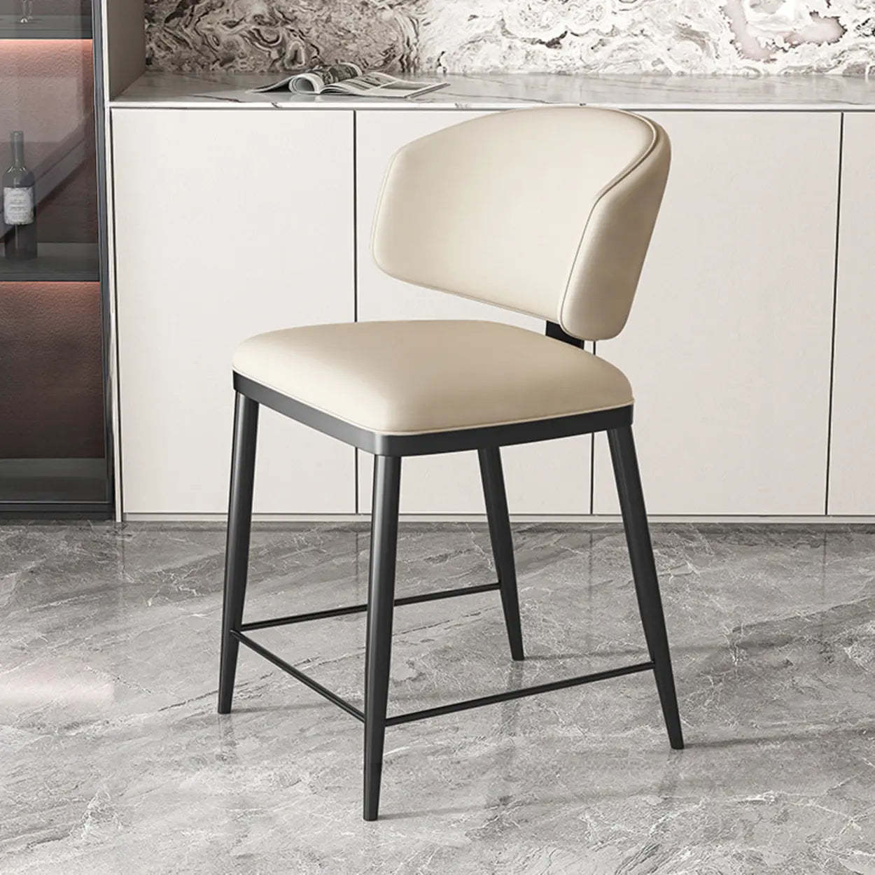 Padded Armless Low Back Dining Chair — Orange / Dark Gray
