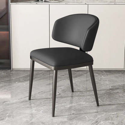 Padded Armless Low Back Dining Chair — Beige / Black