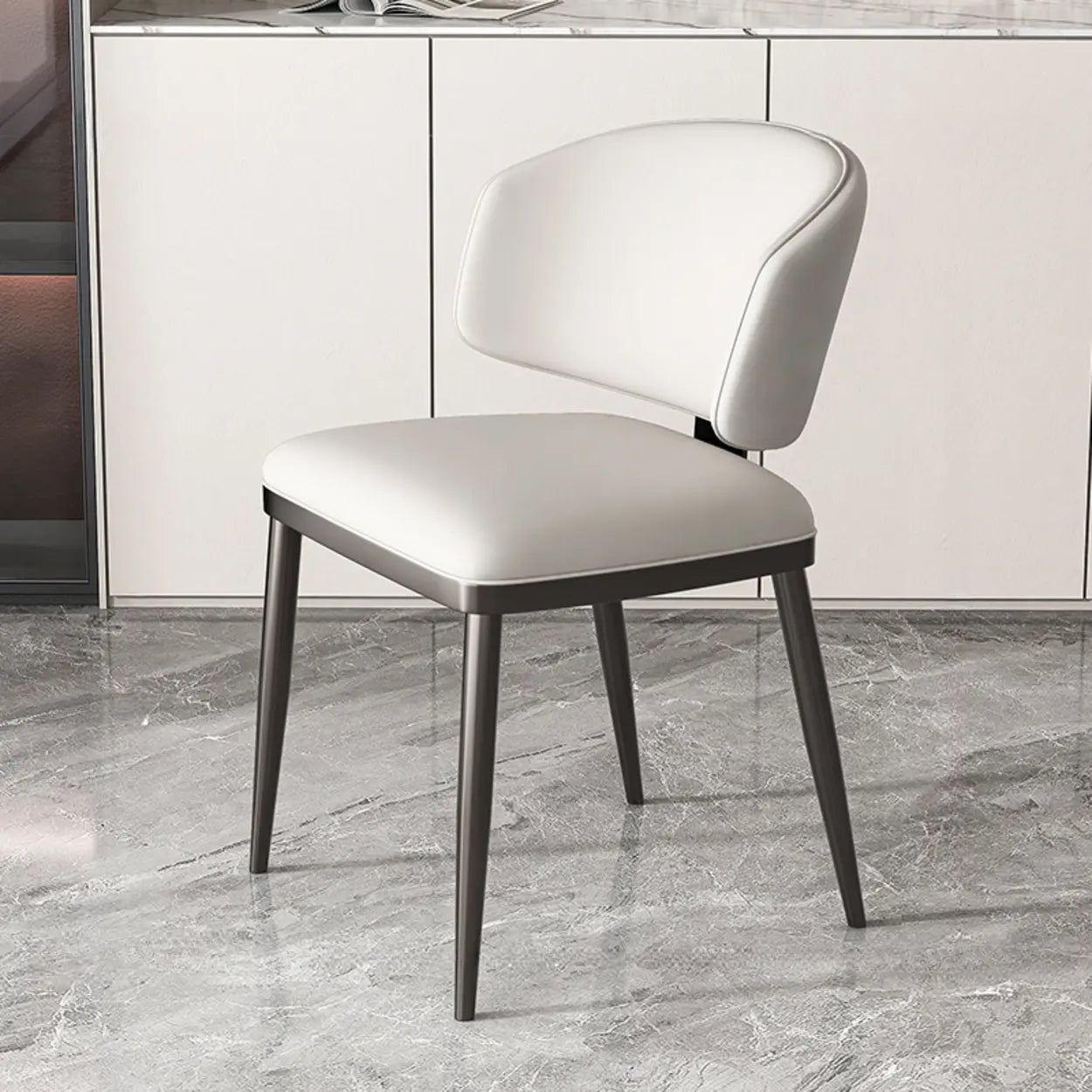 Padded Armless Low Back Dining Chair — Dark Gray / Dark Gray