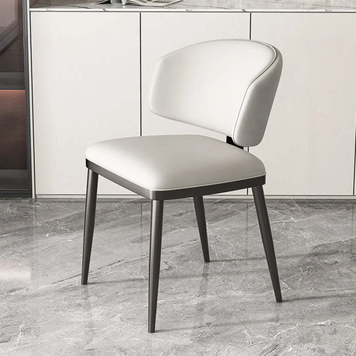 Padded Armless Low Back Dining Chair — Dark Gray / Dark Gray