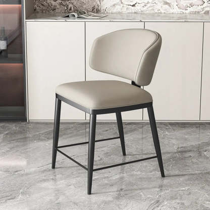Padded Armless Low Back Dining Chair — Light Gray / Black