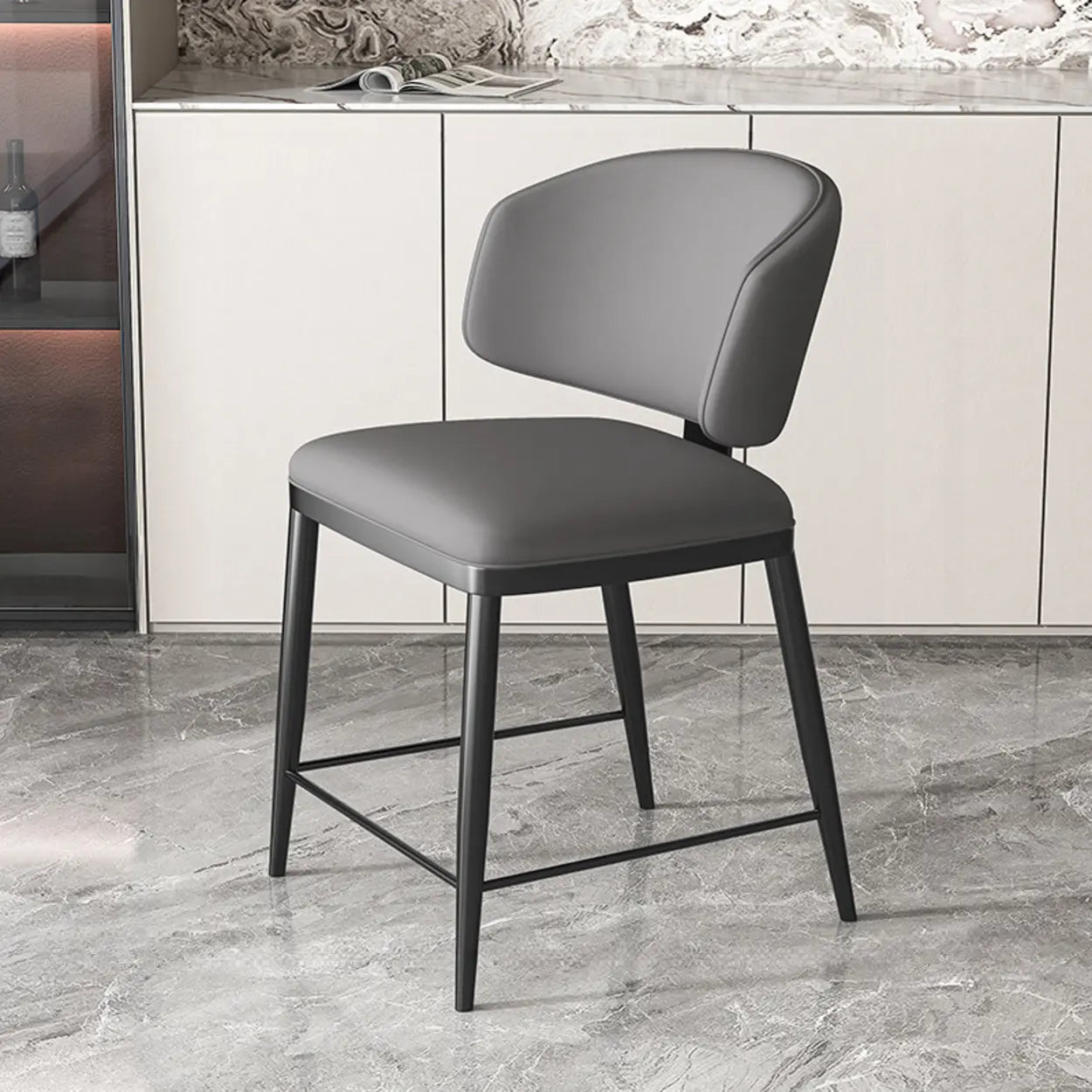 Padded Armless Low Back Dining Chair
