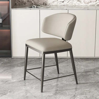 Padded Armless Low Back Dining Chair — Beige / Dark Gray