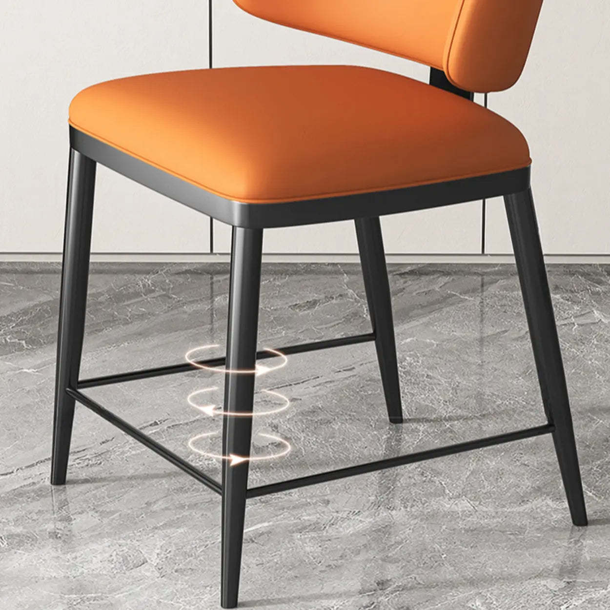 Padded Armless Low Back Dining Chair — Coffee / Dark Gray