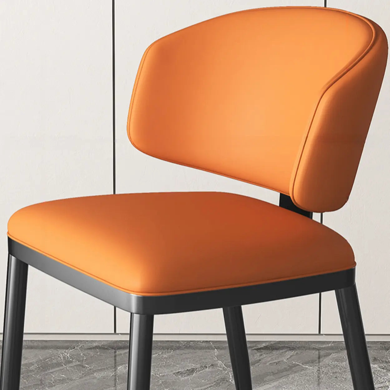 Padded Armless Low Back Dining Chair — Khaki / Dark Gray