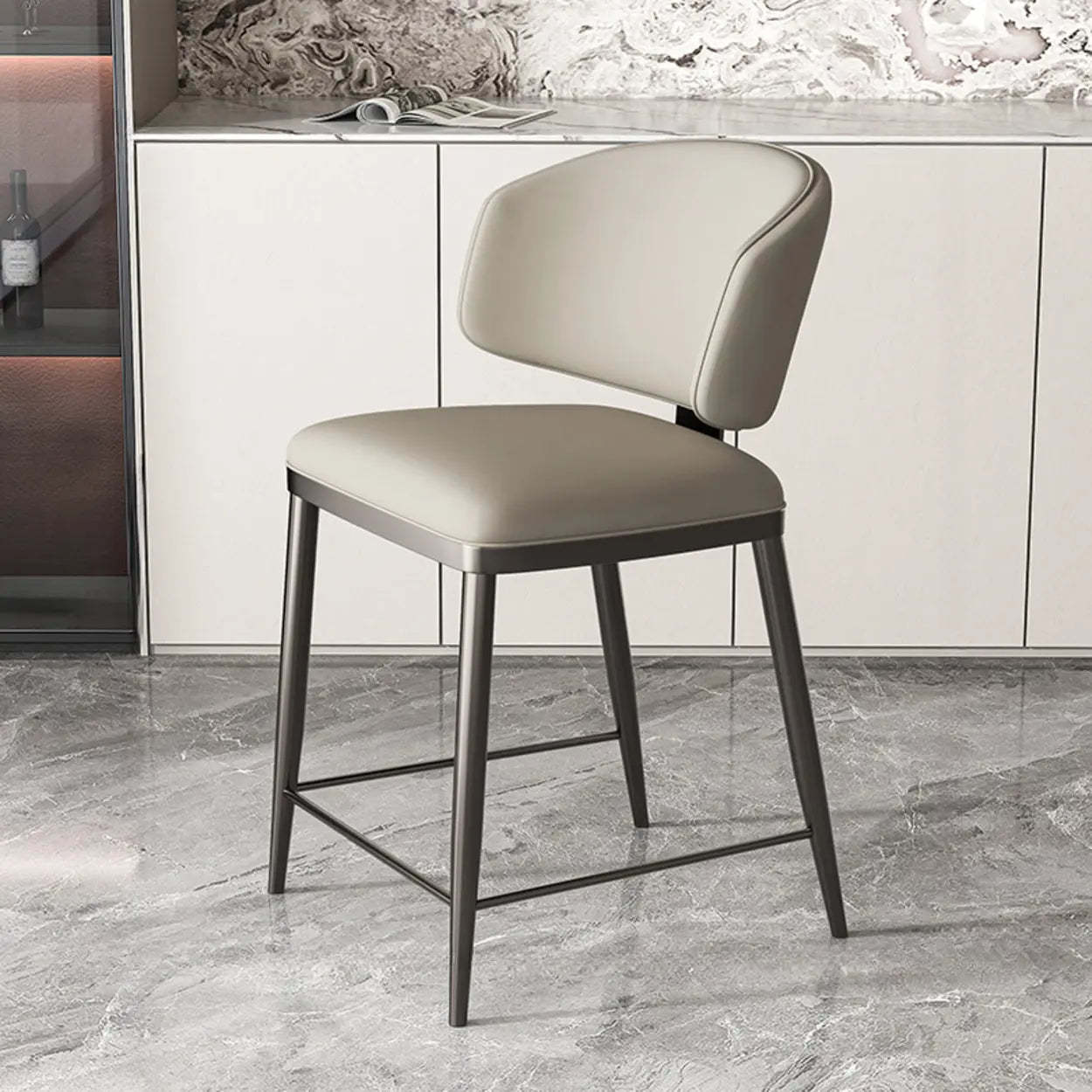 Padded Armless Low Back Dining Chair — Orange / Black