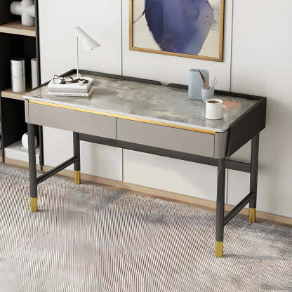 Modish Stone Drawer H-Shape Writing Desk