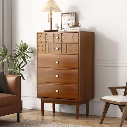 Modish Cherry Wood Rectangular Drawer Chest — Cherry Wood