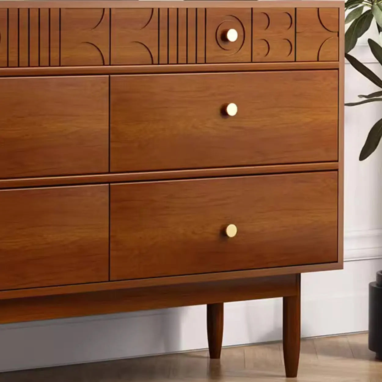 Modish Cherry Wood Rectangular Drawer Chest