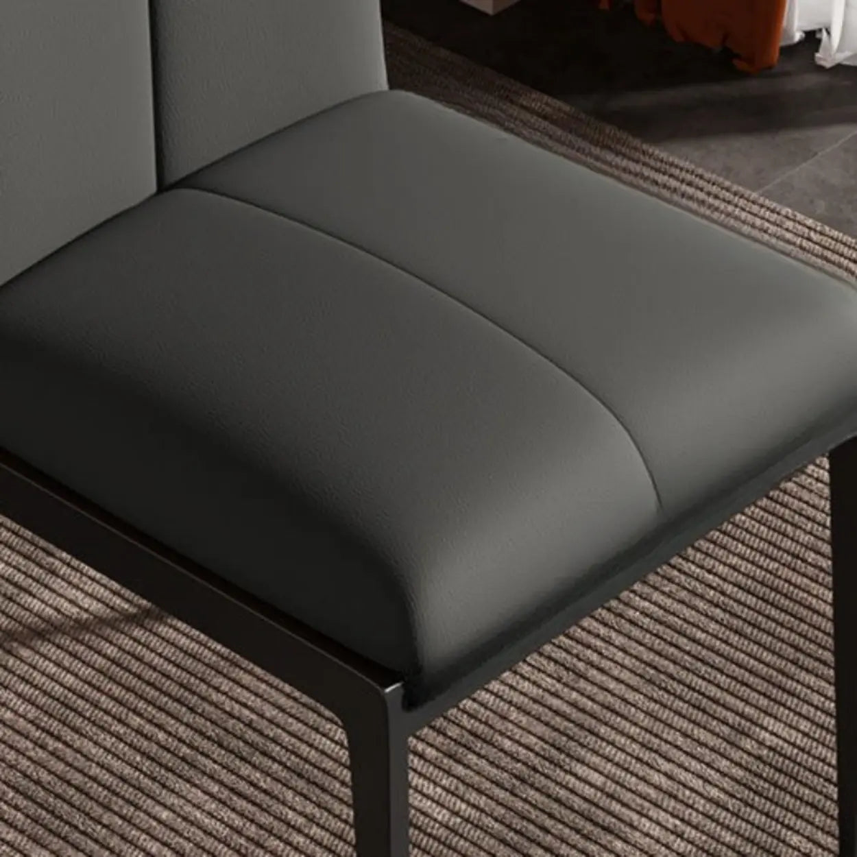 Padded Leather Solid Back Dining Chair