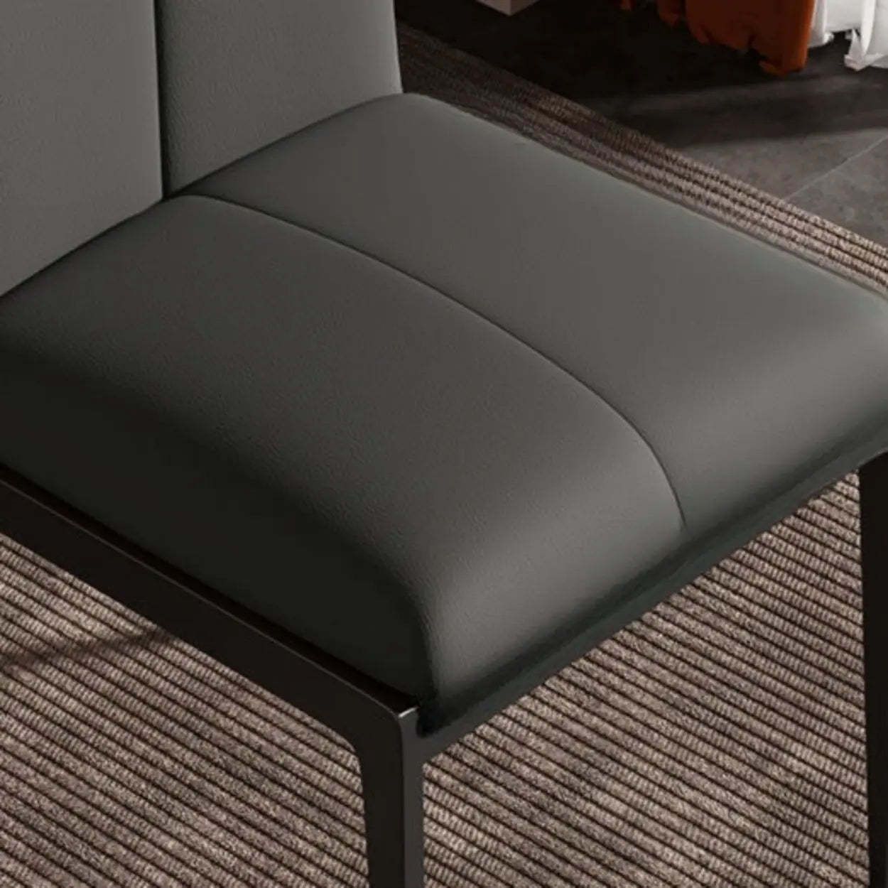 Padded Leather Solid Back Dining Chair