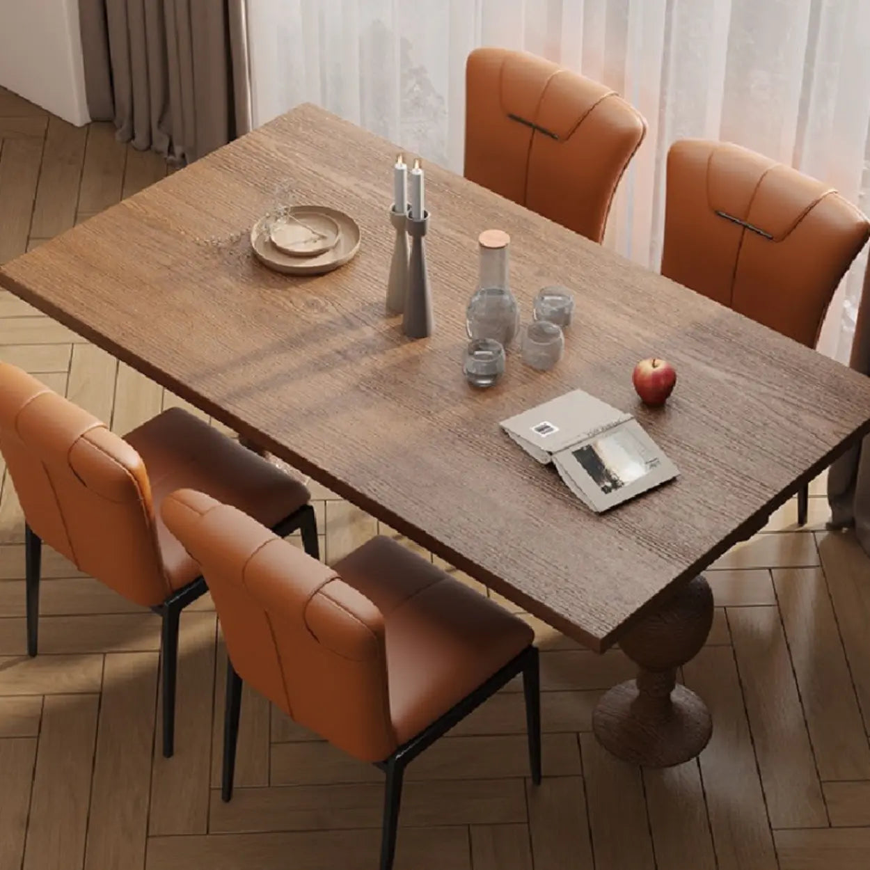 Padded Leather Solid Back Dining Chair — Grey
