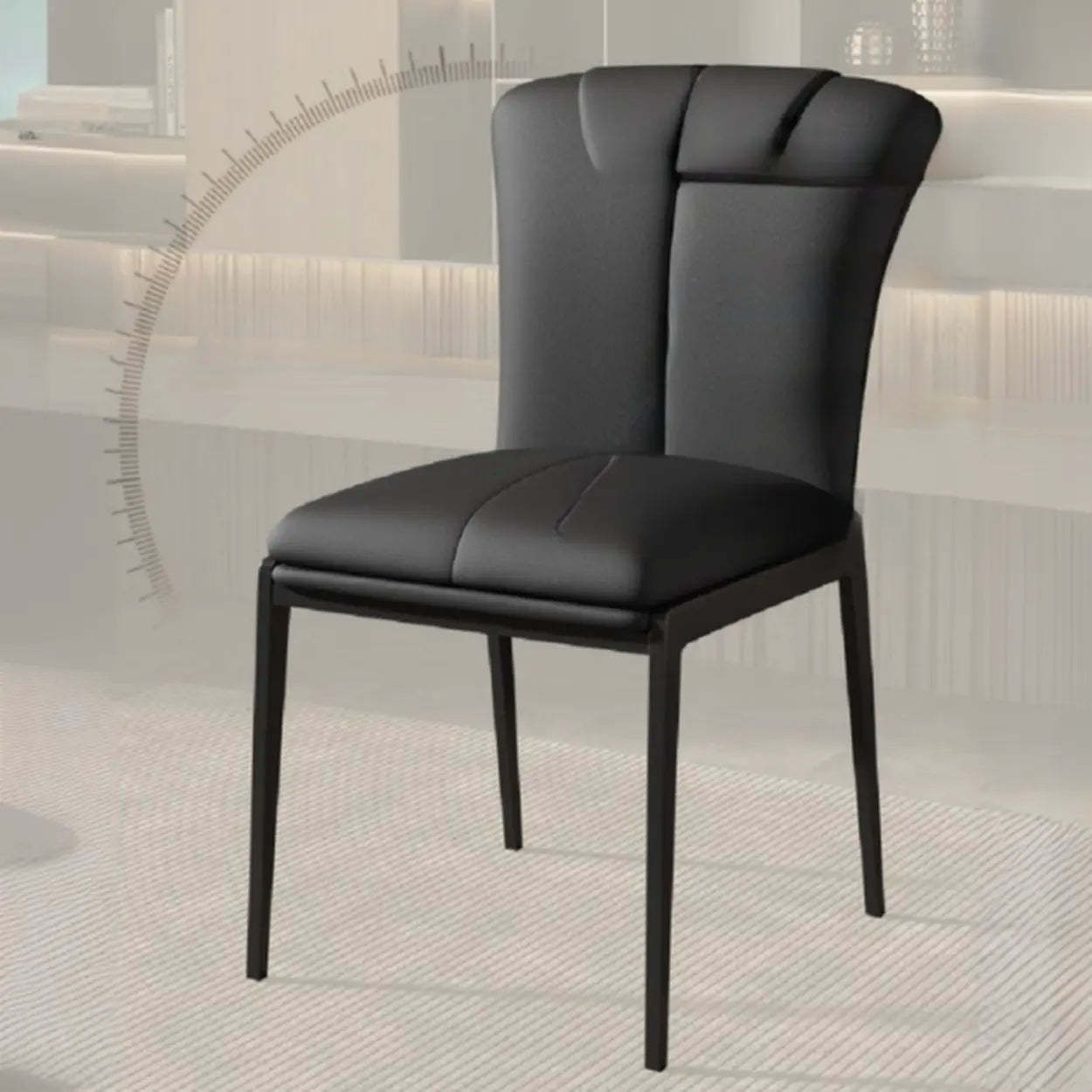 Padded Leather Solid Back Dining Chair