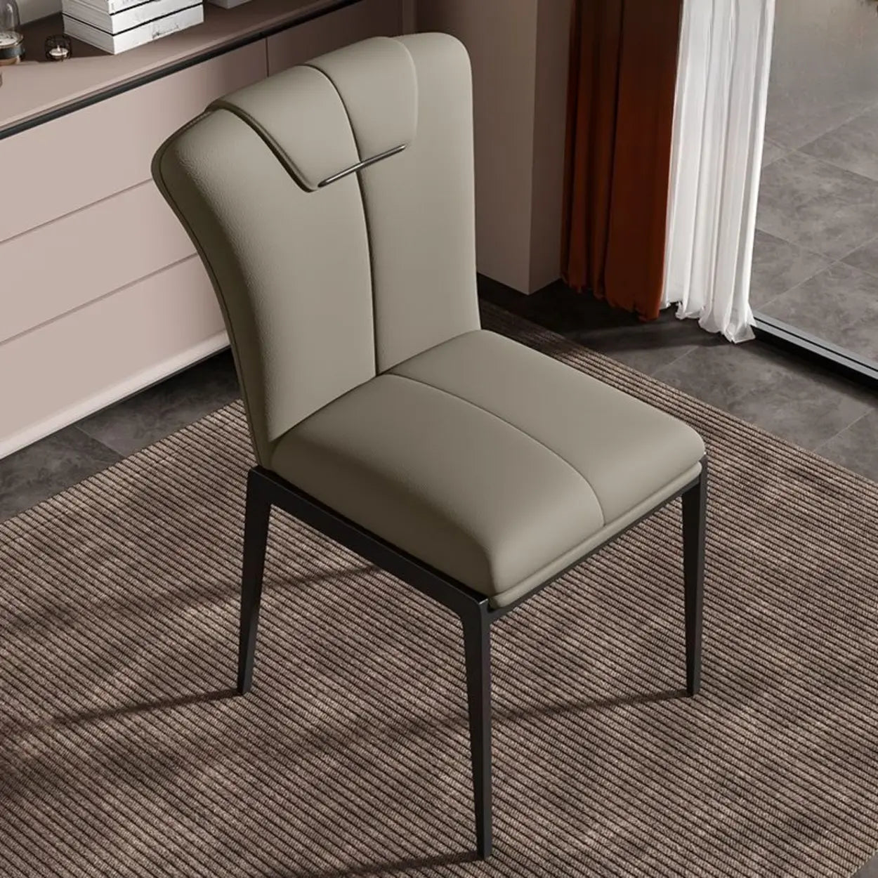 Padded Leather Solid Back Dining Chair
