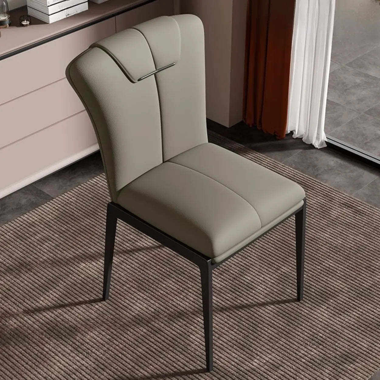 Padded Leather Solid Back Dining Chair