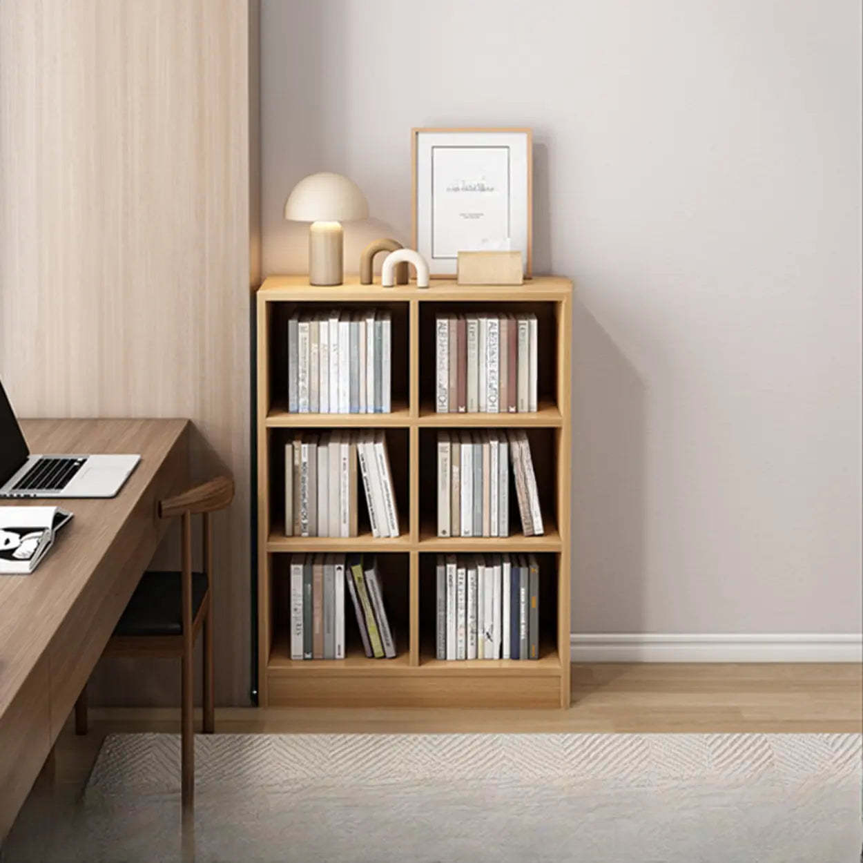 Closed Wood Cube Organizer Bookcase — Nut-Brown