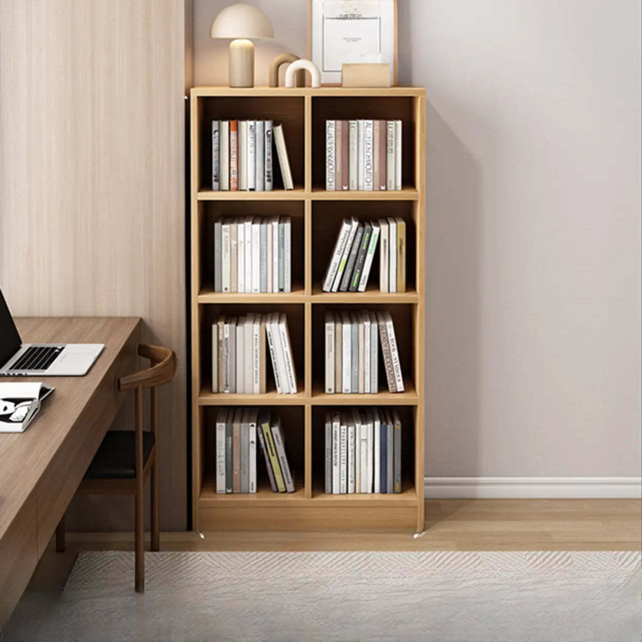Closed Wood Cube Organizer Bookcase — Nut-Brown