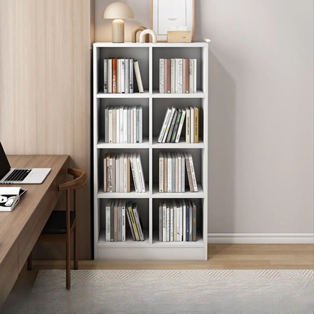 Closed Wood Cube Organizer Bookcase — Nut-Brown