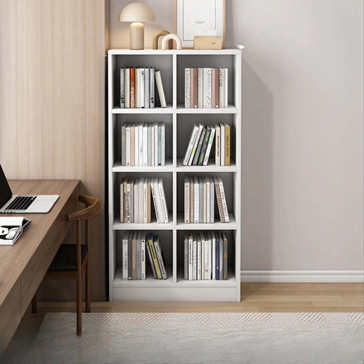 Closed Wood Cube Organizer Bookcase — Nut-Brown