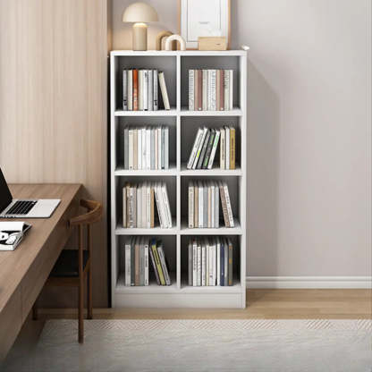 Closed Wood Cube Organizer Bookcase — Nut-Brown
