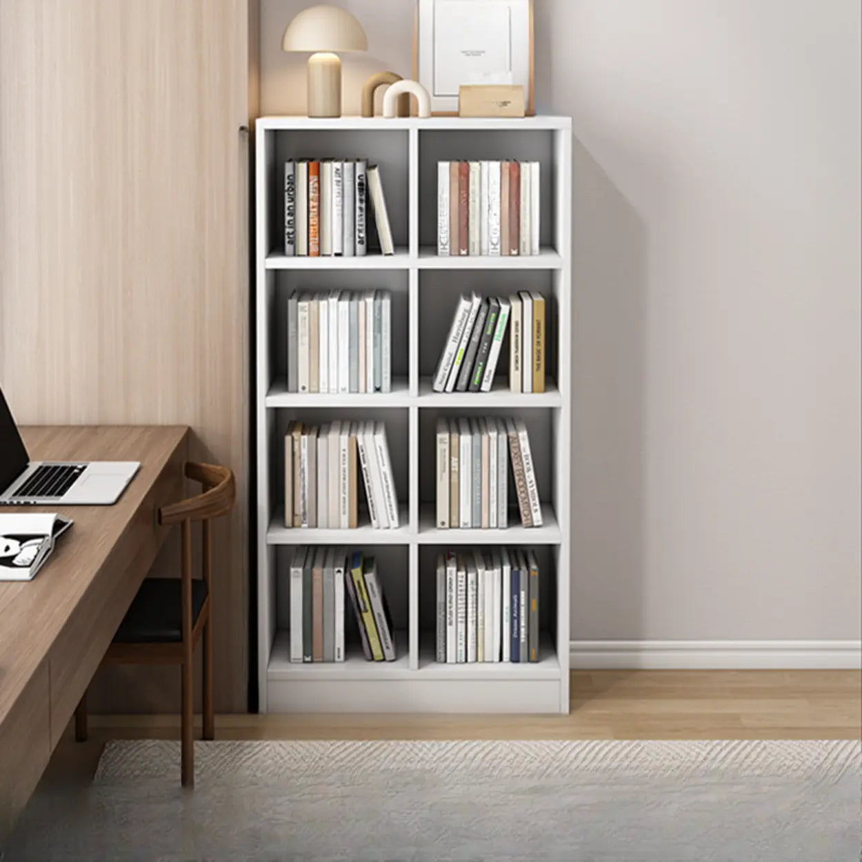 Closed Wood Cube Organizer Bookcase — Nut-Brown