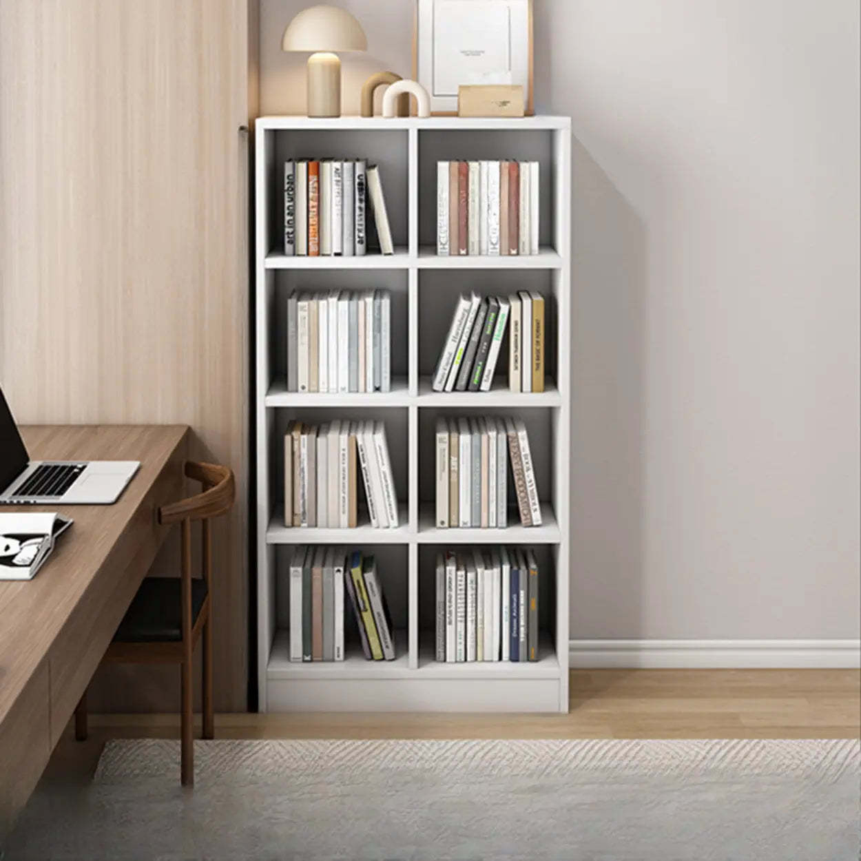 Closed Wood Cube Organizer Bookcase — Nut-Brown