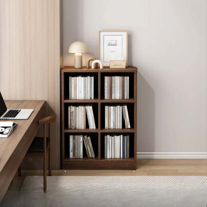 Closed Wood Cube Organizer Bookcase — Natural Finish