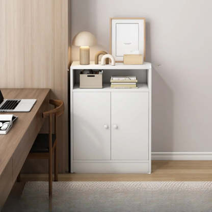 Closed Wood Cube Organizer Bookcase — Natural Finish