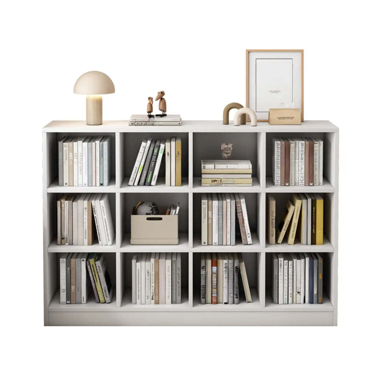 Closed Wood Cube Organizer Bookcase — Natural Finish