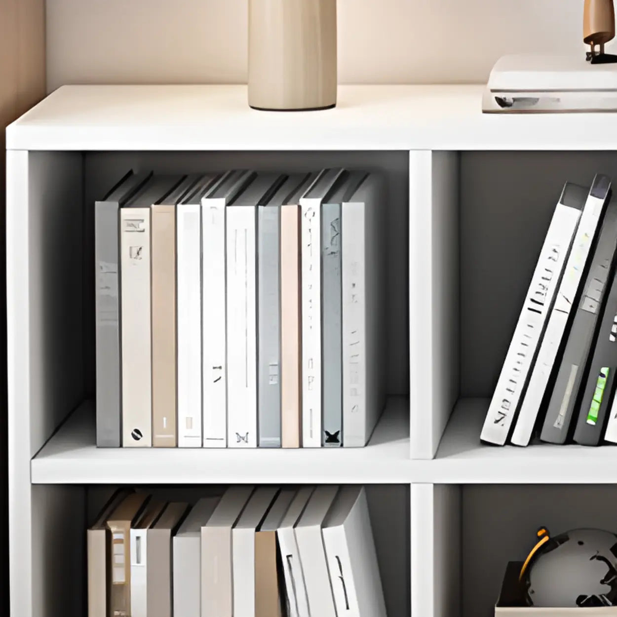 Closed Wood Cube Organizer Bookcase — White