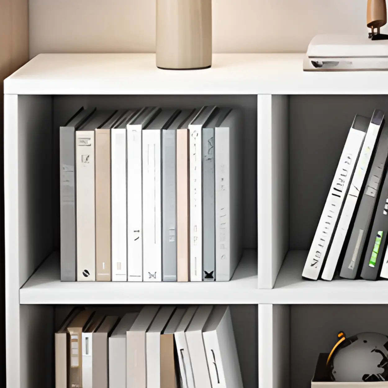 Closed Wood Cube Organizer Bookcase — White