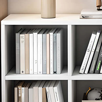 Closed Wood Cube Organizer Bookcase — White